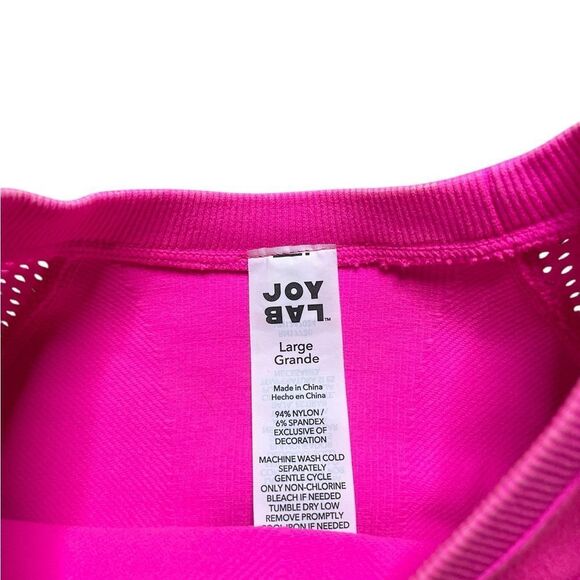 JOYLAB Seamless Crop Short Sleeve Tee Neon Pink Size Large - Picture 4 of 4
